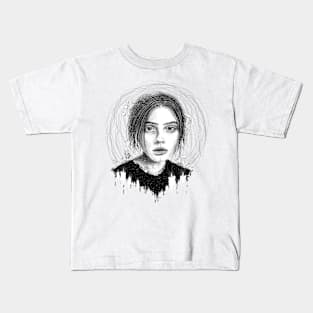 Woman Portrait with Burning Candles Kids T-Shirt